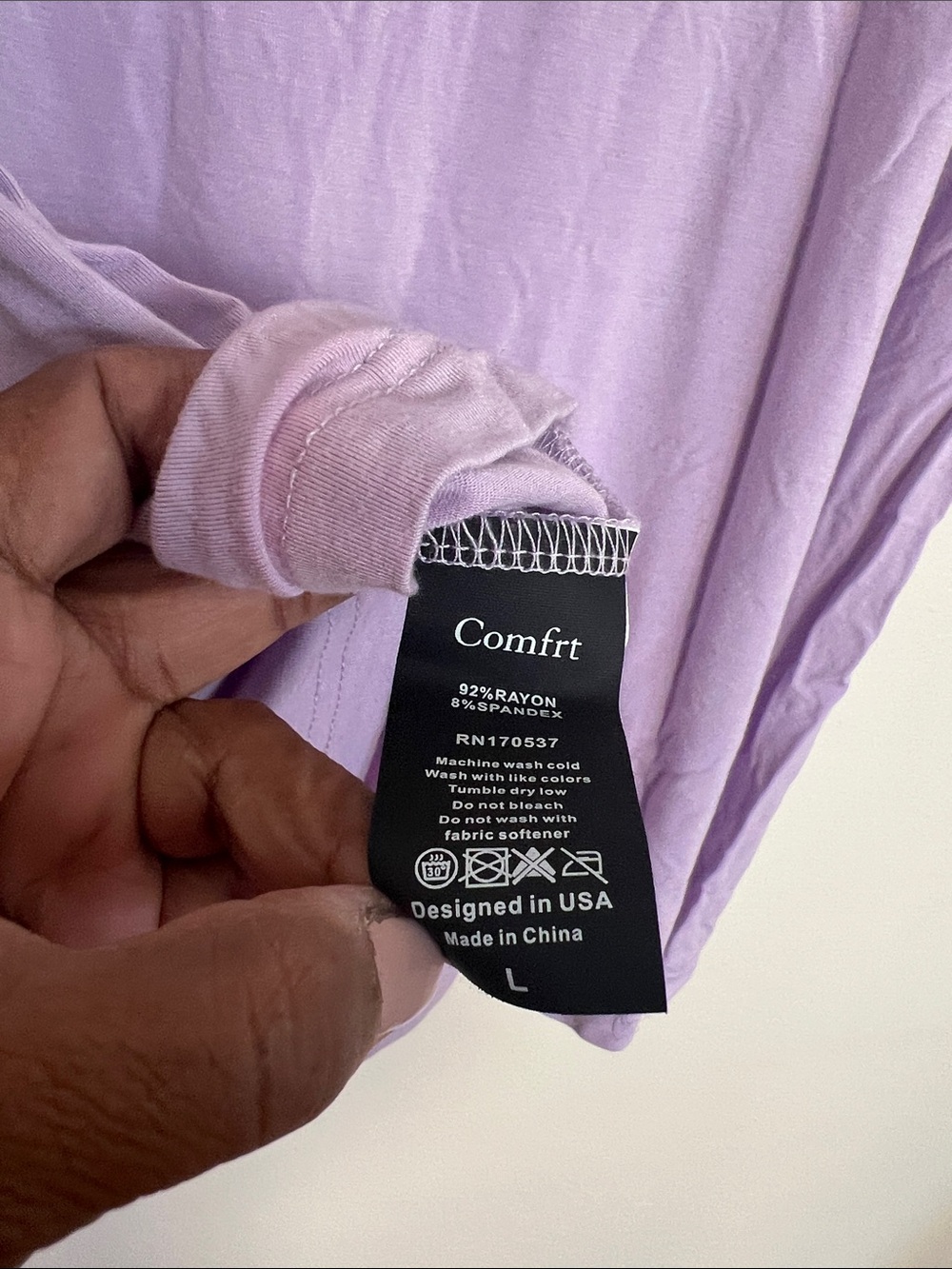 Comfrt Casual Lavender Crew Neck Tee - Comfy Brand - Picture 9 of 9